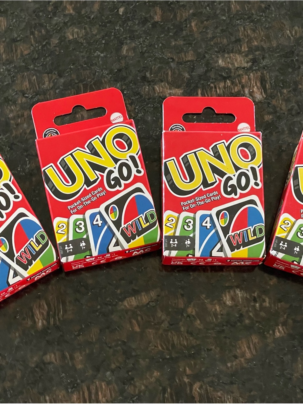 4-pack Mattel UNO GO! Pocket Card Game - Red